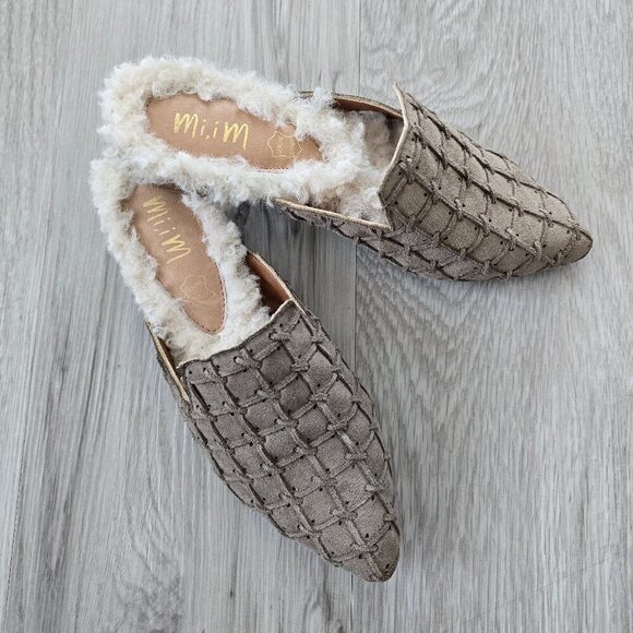 Mi.iM Shoes - Mi.iM | tan suede neutral pointed toe shearling lined mules | WMS 6.5